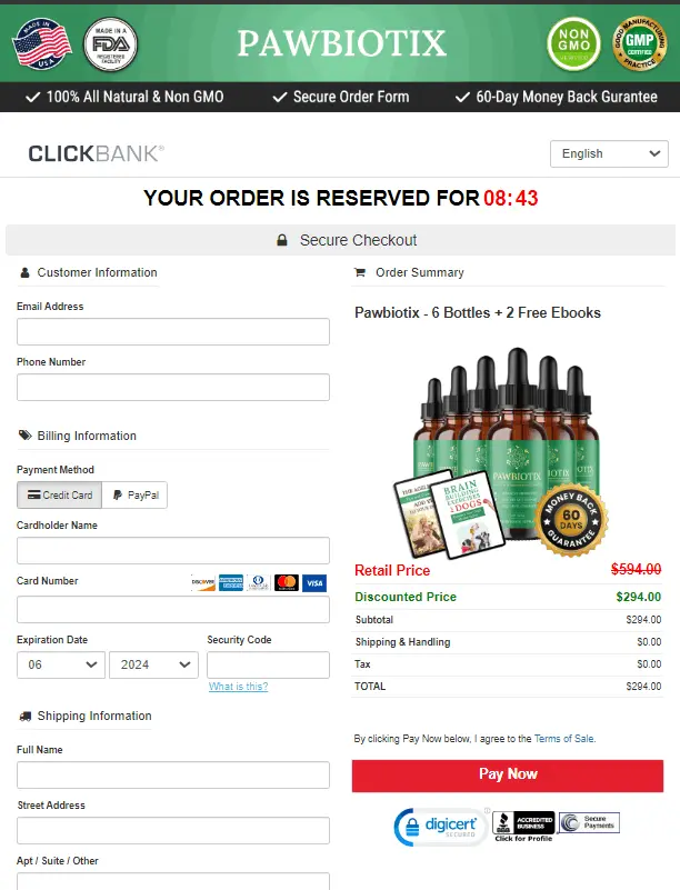 Pawbiotix Checkout Page